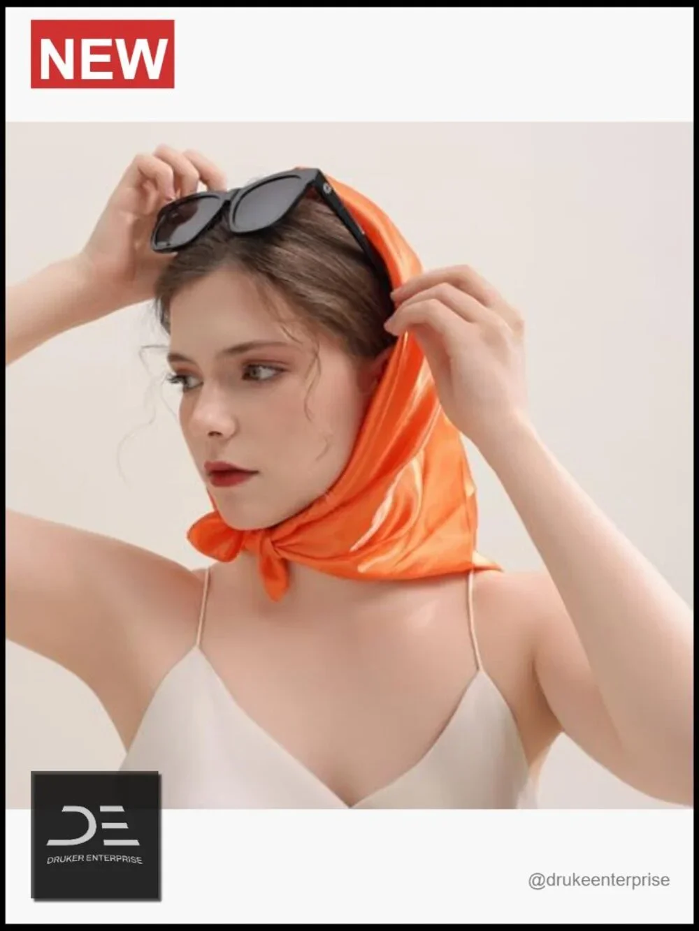 Vintage Square Satin Scarf - Fashion Head Wrap & Hair Accessory
